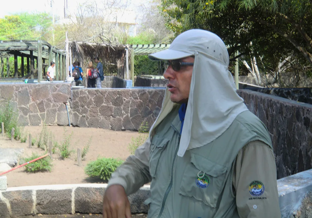 Mathias at the Charles Darwin Research Station in Puerto Ayora, waiting to lead a tour